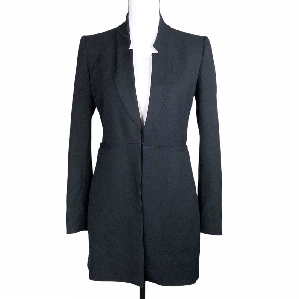 Zara Basic Black Long One Button Blazer